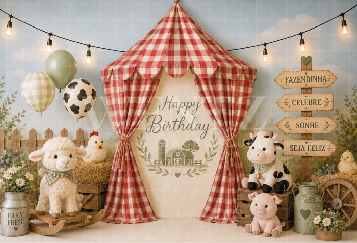 Fabric Photography Background Little Farm Cake Smash / Backdrop 8722