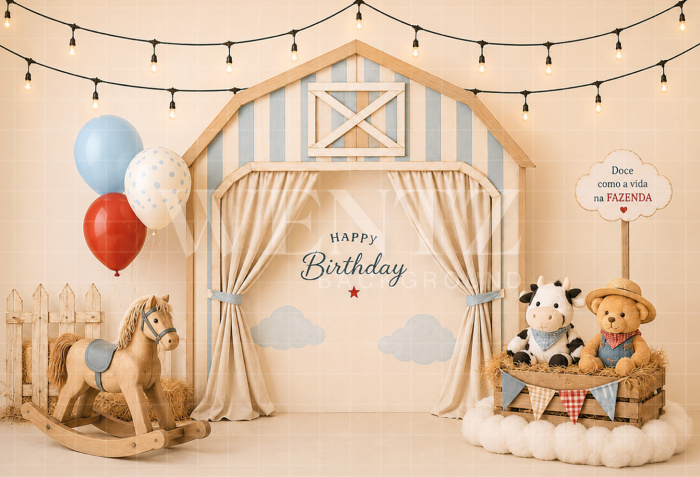 Fabric Photography Background Little Farm Cake Smash / Backdrop 8745