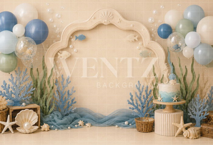 Fabric Photography Background Ocean Floor Cake Smash / Backdrop 8703