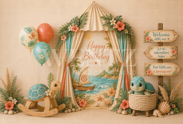 Fabric Photography Background Ocean Floor Cake Smash / Backdrop 8725