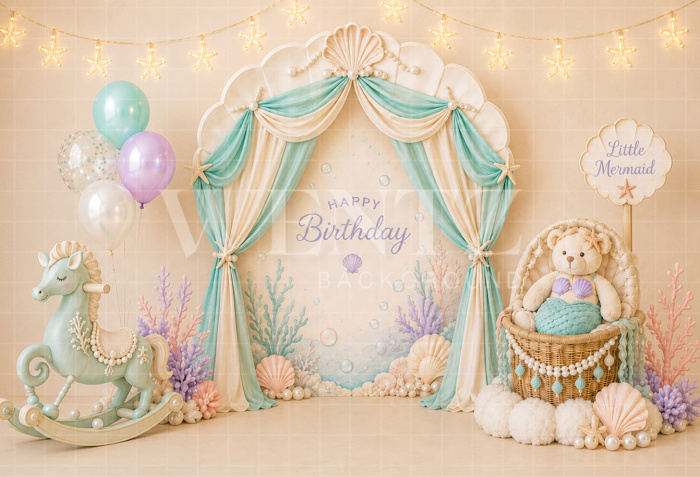Fabric Photography Background Ocean Floor Cake Smash / Backdrop 8753