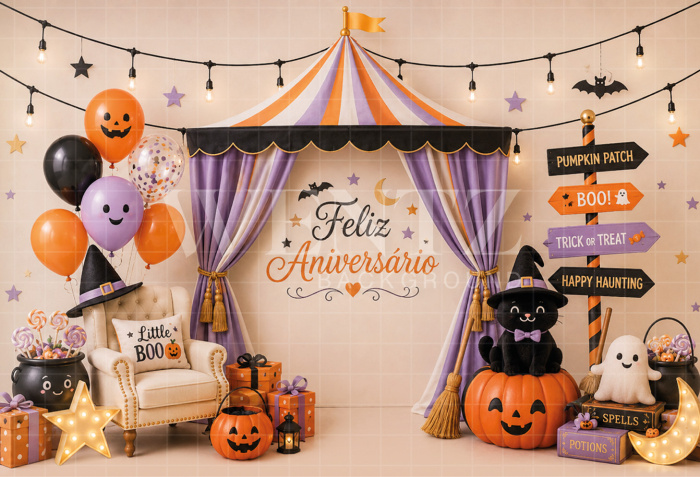 Fabric Photography Background Halloween Cake Smash / Backdrop 8824