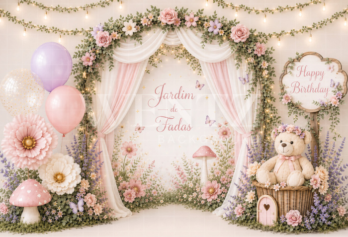 Fabric Photography Background Fairy Garden Cake Smash / Backdrop 8763