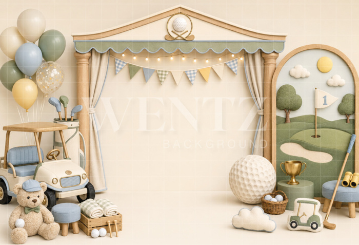 Fabric Photography Background Golfer Cake Smash / Backdrop 8794