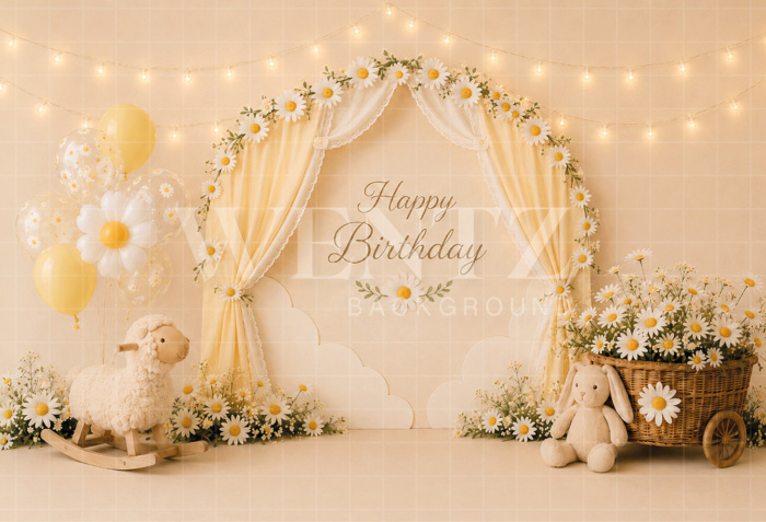 Fabric Photography Background Daisy Cake Smash / Backdrop 8757