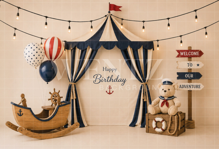 Fabric Photography Background Sailor Cake Smash / Backdrop 8672