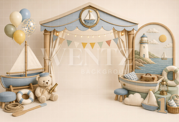 Fabric Photography Background Sailor Cake Smash / Backdrop 8795