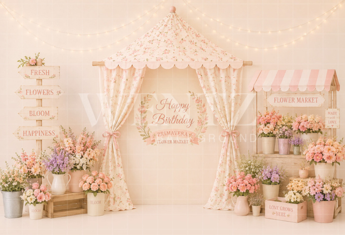 Fabric Photography Background Flower Market Cake Smash / Backdrop 8814