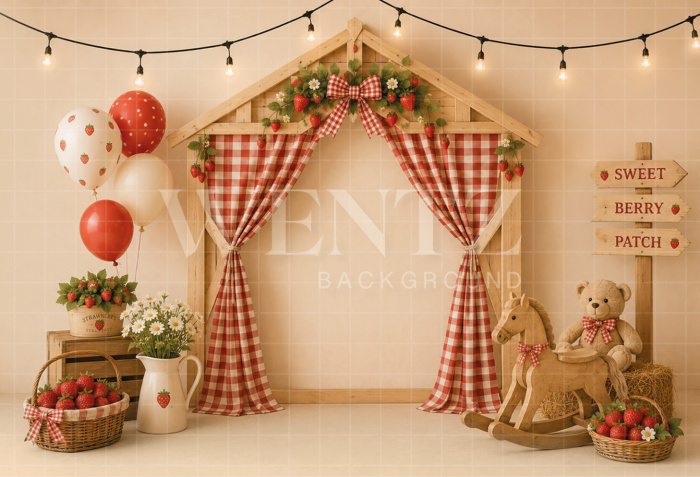 Fabric Photography Background Strawberry Cake Smash / Backdrop 8715