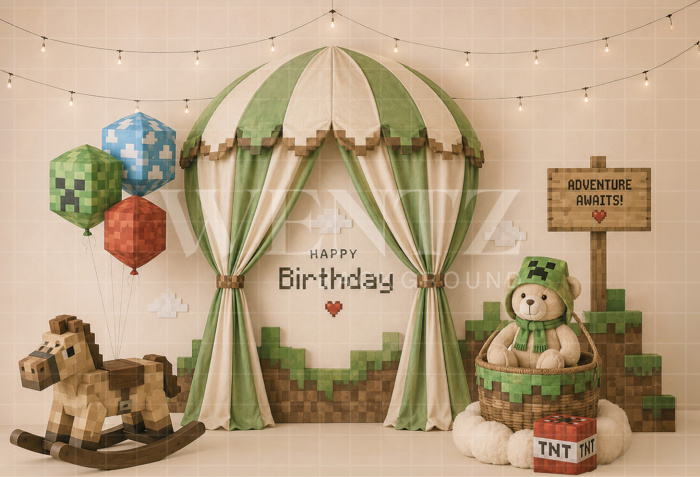 Fabric Photography Background World of Blocks Cake Smash / Backdrop 8772