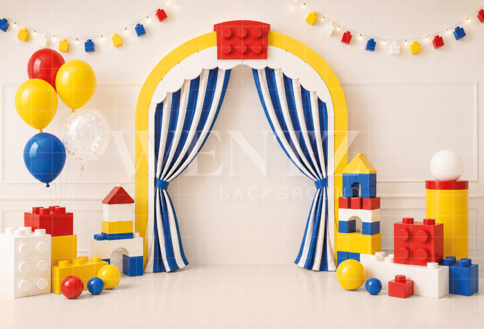 Fabric Photography Background World of Blocks Cake Smash / Backdrop 8781