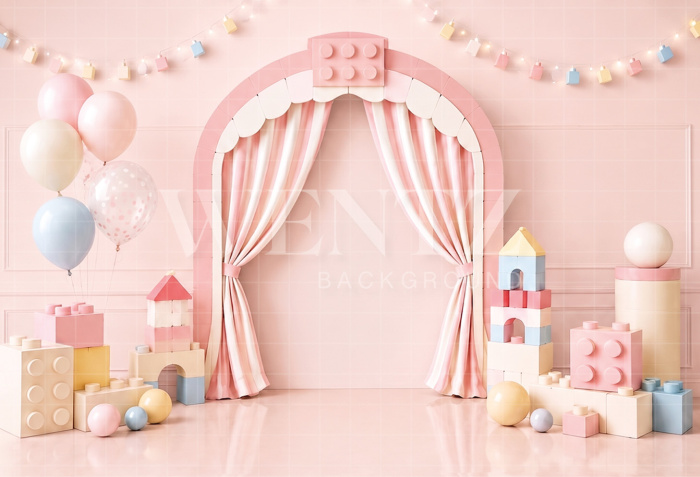 Fabric Photography Background World of Blocks Cake Smash / Backdrop 8782