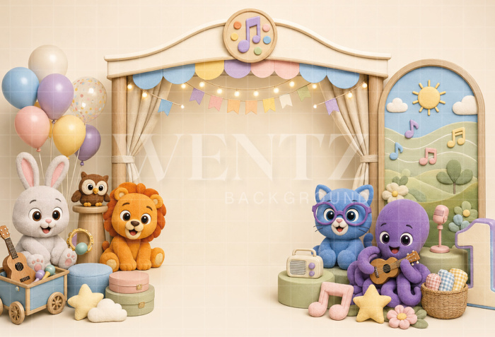 Fabric Photography Background Musical Cake Smash / Backdrop 8803