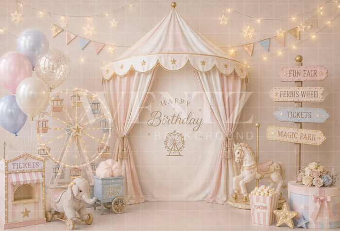 Fabric Photography Background Amusement Park Cake Smash / Backdrop 8785