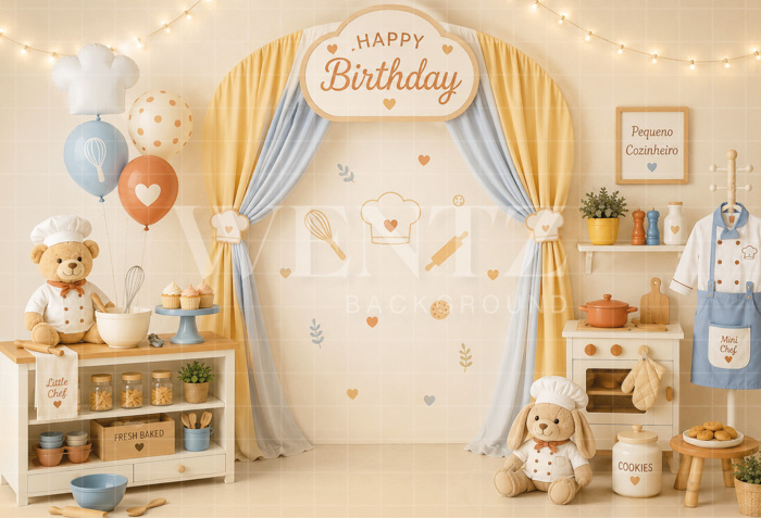 Fabric Photography Background Little Chef Cake Smash / Backdrop 8817