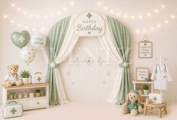 Fabric Photography Background Little Doctor Cake Smash / Backdrop 8819