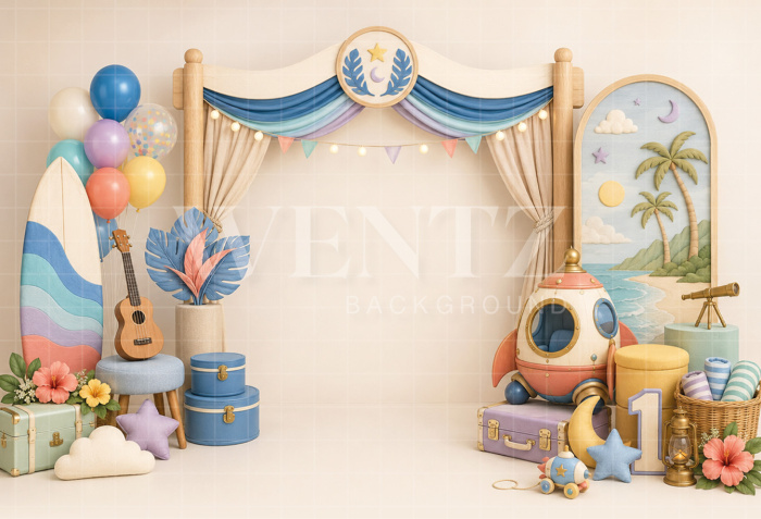 Fabric Photography Background Beach Cake Smash / Backdrop 8805