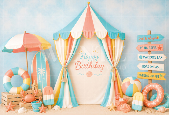 Fabric Photography Background Beach Cake Smash / Backdrop 8813