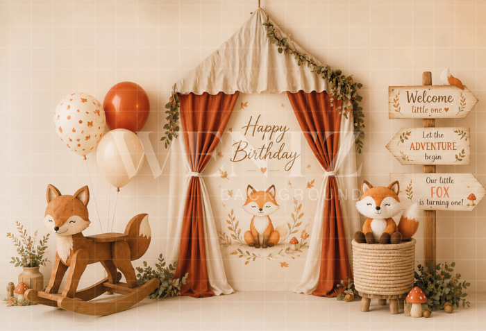 Fabric Photography Background Fox Cake Smash / Backdrop 8723
