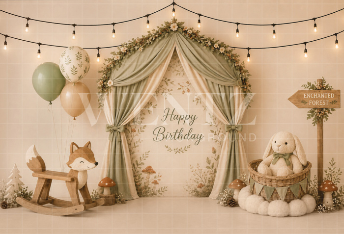 Fabric Photography Background Fox Cake Smash / Backdrop 8748