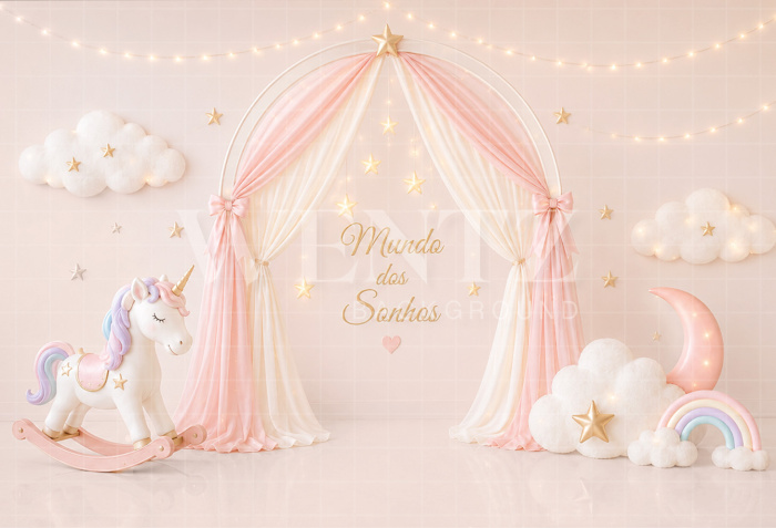 Fabric Photography Background Kingdom of Unicorns Cake Smash / Backdrop 8778