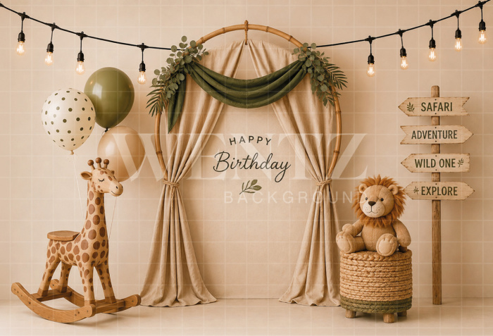 Fabric Photography Background Safari Cake Smash / Backdrop 8676