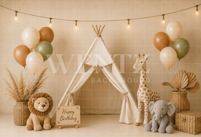 Fabric Photography Background Safari Cake Smash / Backdrop 8684