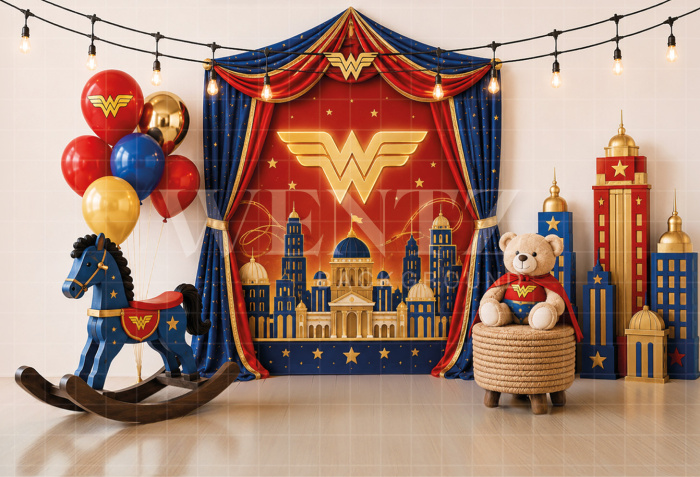 Fabric Photography Background Superheroine Cake Smash / Backdrop 8734