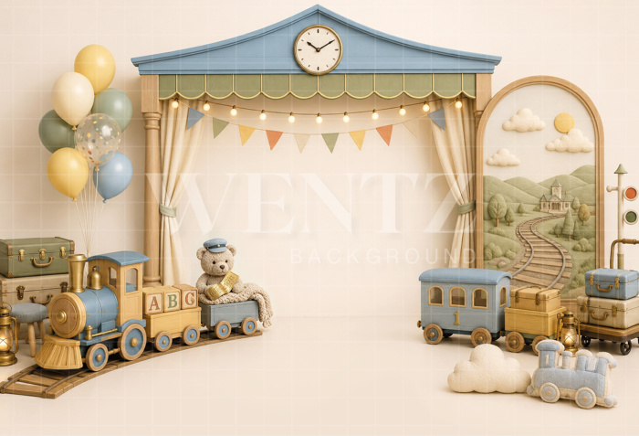 Fabric Photography Background Train Cake Smash / Backdrop 8792