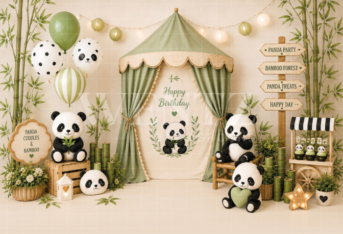 Fabric Photography Background Little Panda Bear Cake Smash / Backdrop 8810