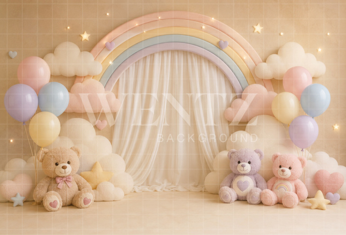 Fabric Photography Background Little Bears Cake Smash / Backdrop 8686