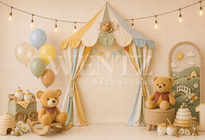 Fabric Photography Background Bears Cake Smash / Backdrop 8807