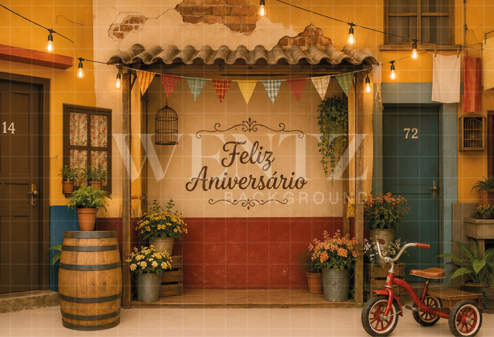 Fabric Photography Background Village Cake Smash / Backdrop 8827