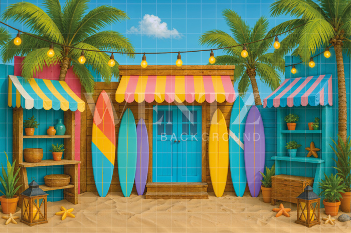 Fabric Photography Background Summer Surf / Backdrop 8029