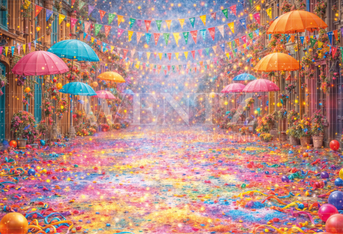 Fabric Photography Background Carnival Village / Backdrop 8102