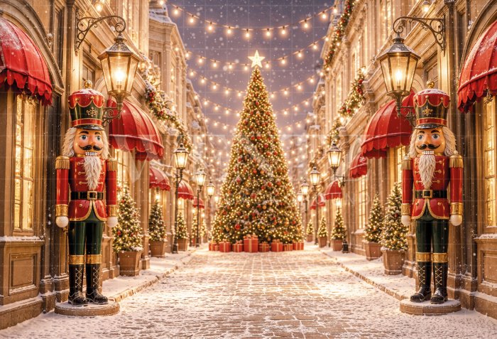 Fabric Photography Background Christmas Village / Backdrop 8449