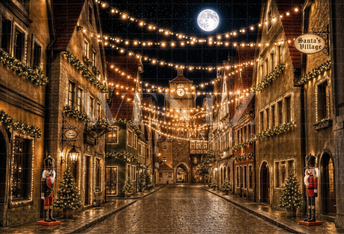 Fabric Photography Background Christmas Village / Backdrop 8478