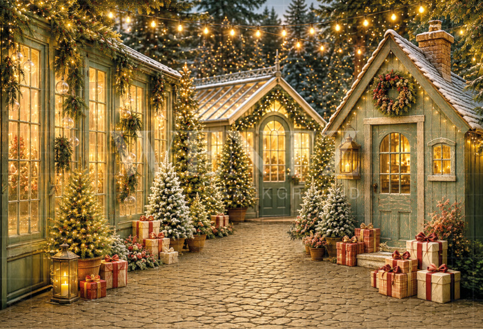 Fabric Photography Background Christmas Village / Backdrop 8844