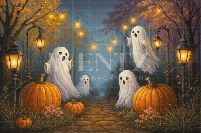 Fabric Photography Background Halloween Ghosts / Backdrop 7614