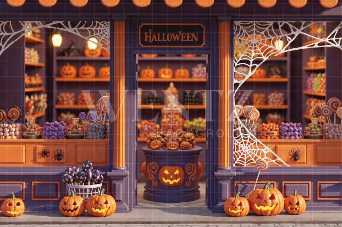 Fabric Photography Background Halloween Witchcraft Store / Backdrop 7615