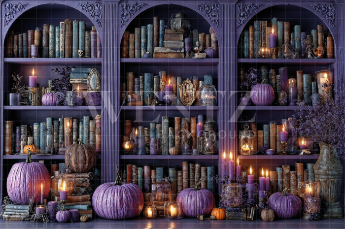 Fabric Photography Background Halloween Library  / Backdrop 7626