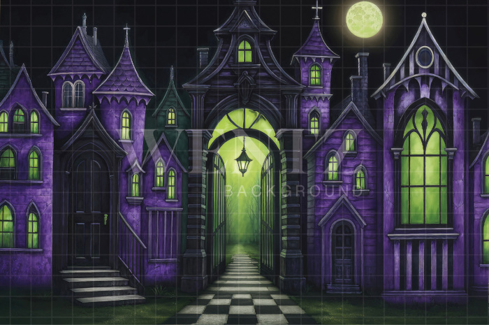 Fabric Photography Background Halloween Castle / Backdrop 7647