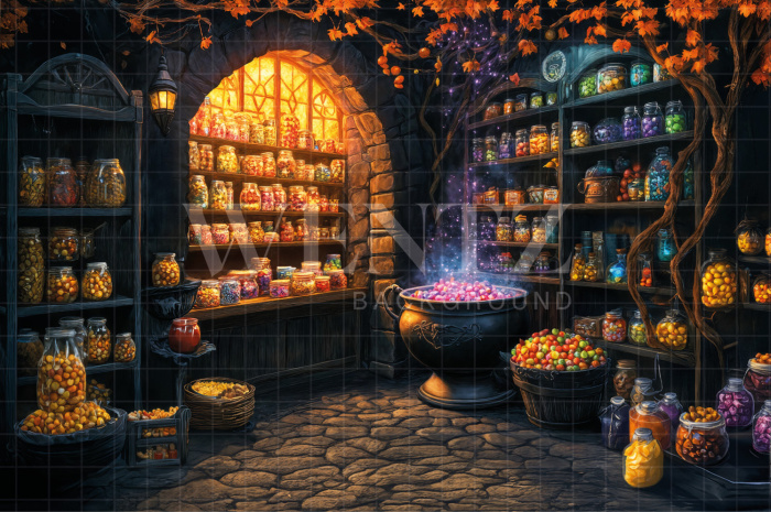 Fabric Photography Background Witch's Room Halloween / Backdrop 7653