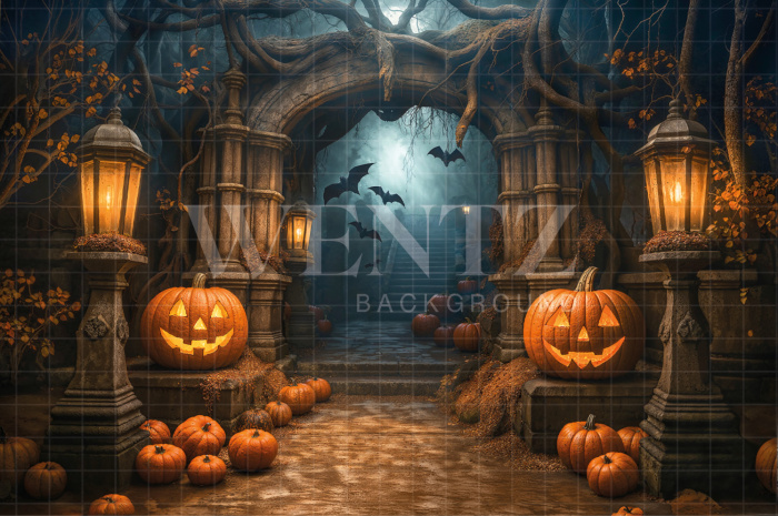Fabric Photography Background Halloween Forest / Backdrop 7654
