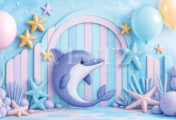 Fabric Photography Background Smash the Cake Dolphin / Backdrop 7179