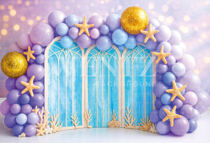 Fabric Photography Background Cake Smash Balloons with Stars / Backdrop 7194