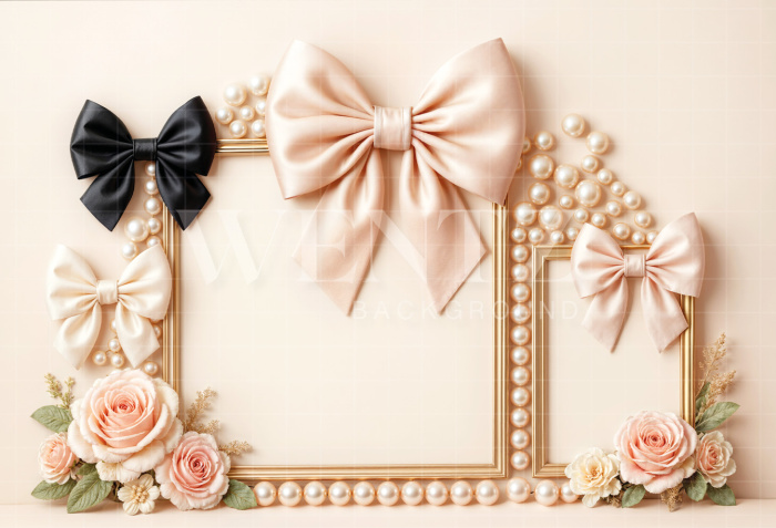Fabric Photography Background Scenery with Flowers and Bow / Backdrop 7187