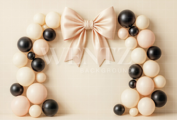 Fabric Photography Background Cake Smash with Bow and Balloons / Backdrop 7184