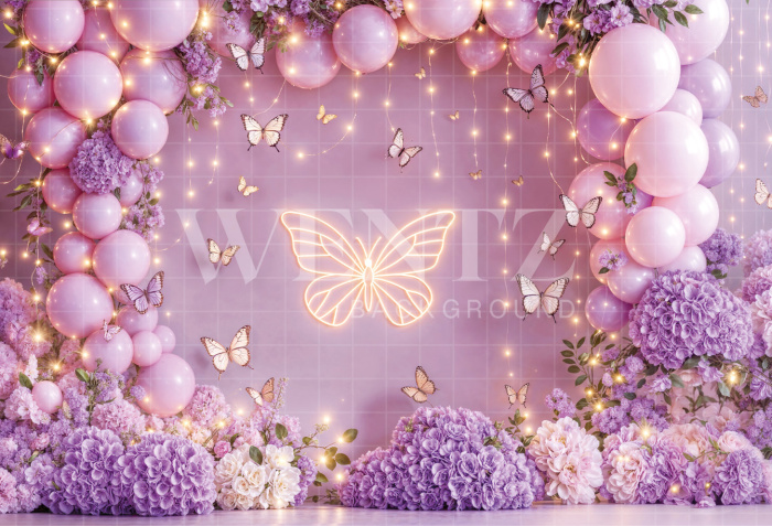 Fabric Photography Background Cake Smash Butterflies / Backdrop 7178