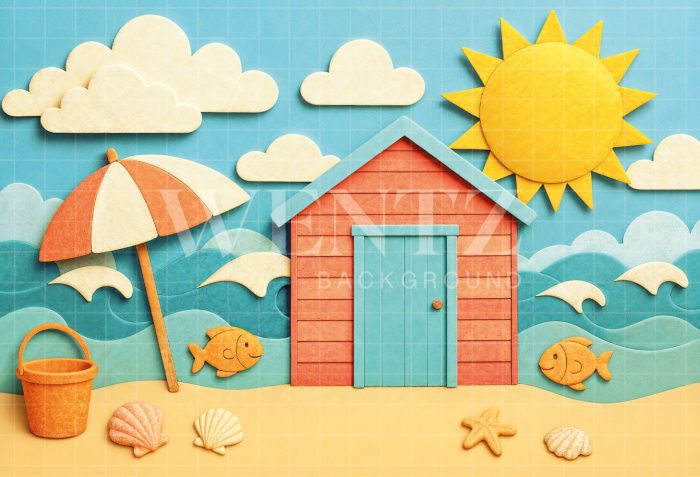 Fabric Photographic Background in Summer Beach / Backdrop 7200